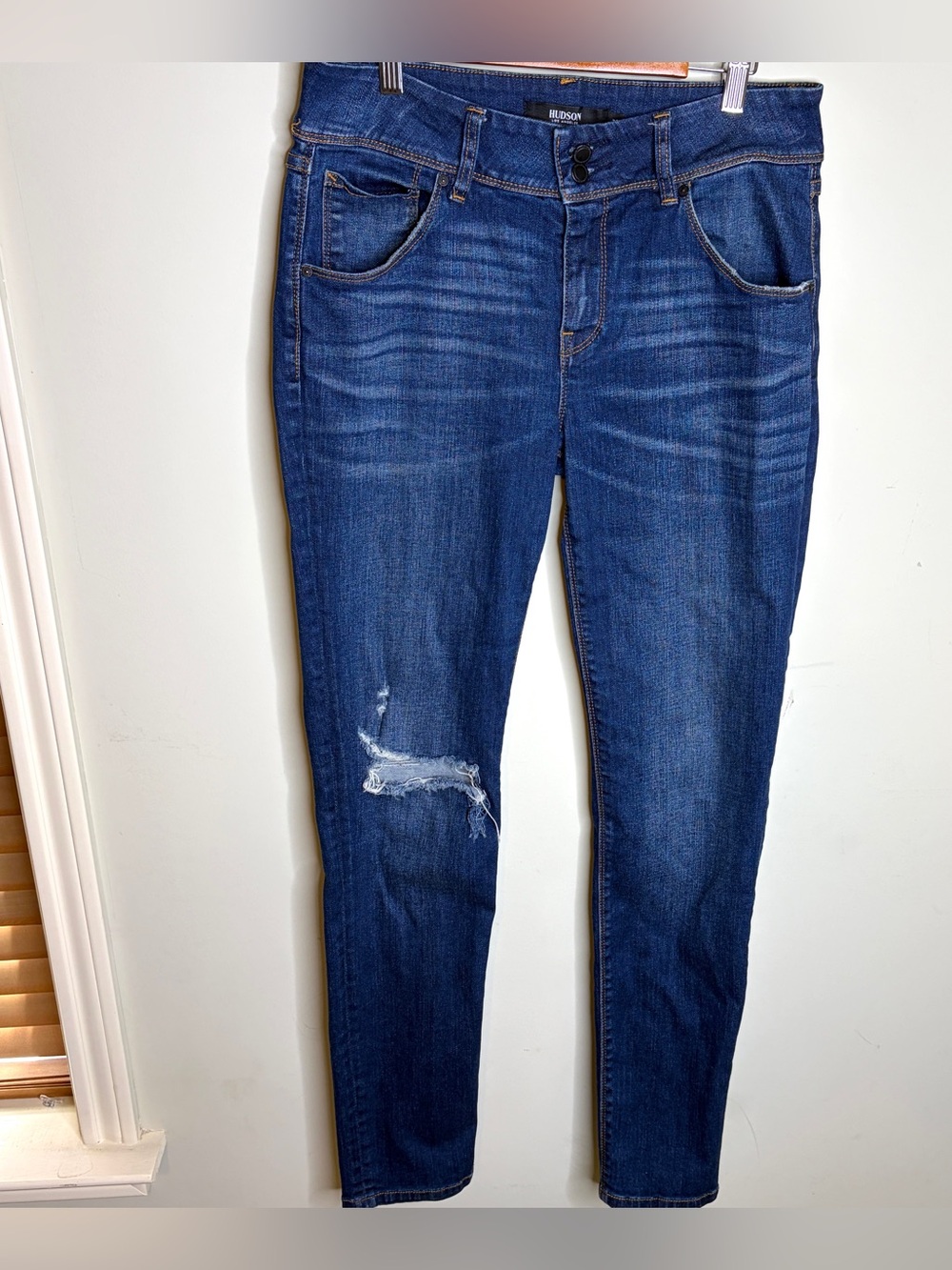 Hudson Jeans Skinny Distressed Dark Blue Denim Size 29